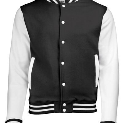 Veste Universitaire Noir de Jais / Manche Blanc